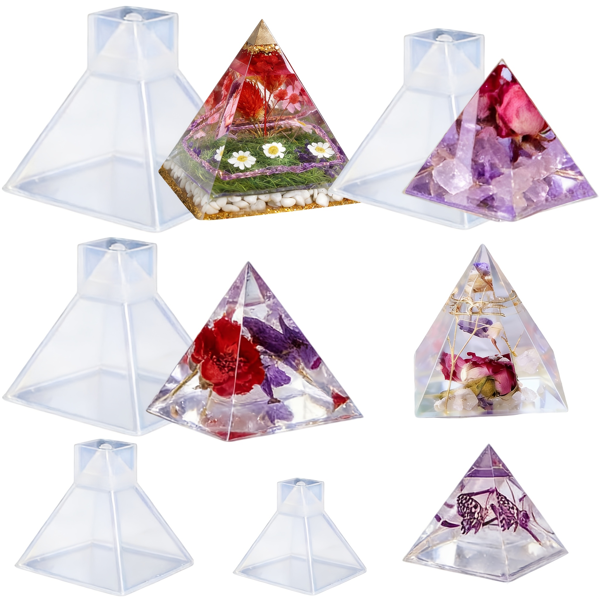 Resin Jewelry Kit - 5pc- Pyramid resin molds of various