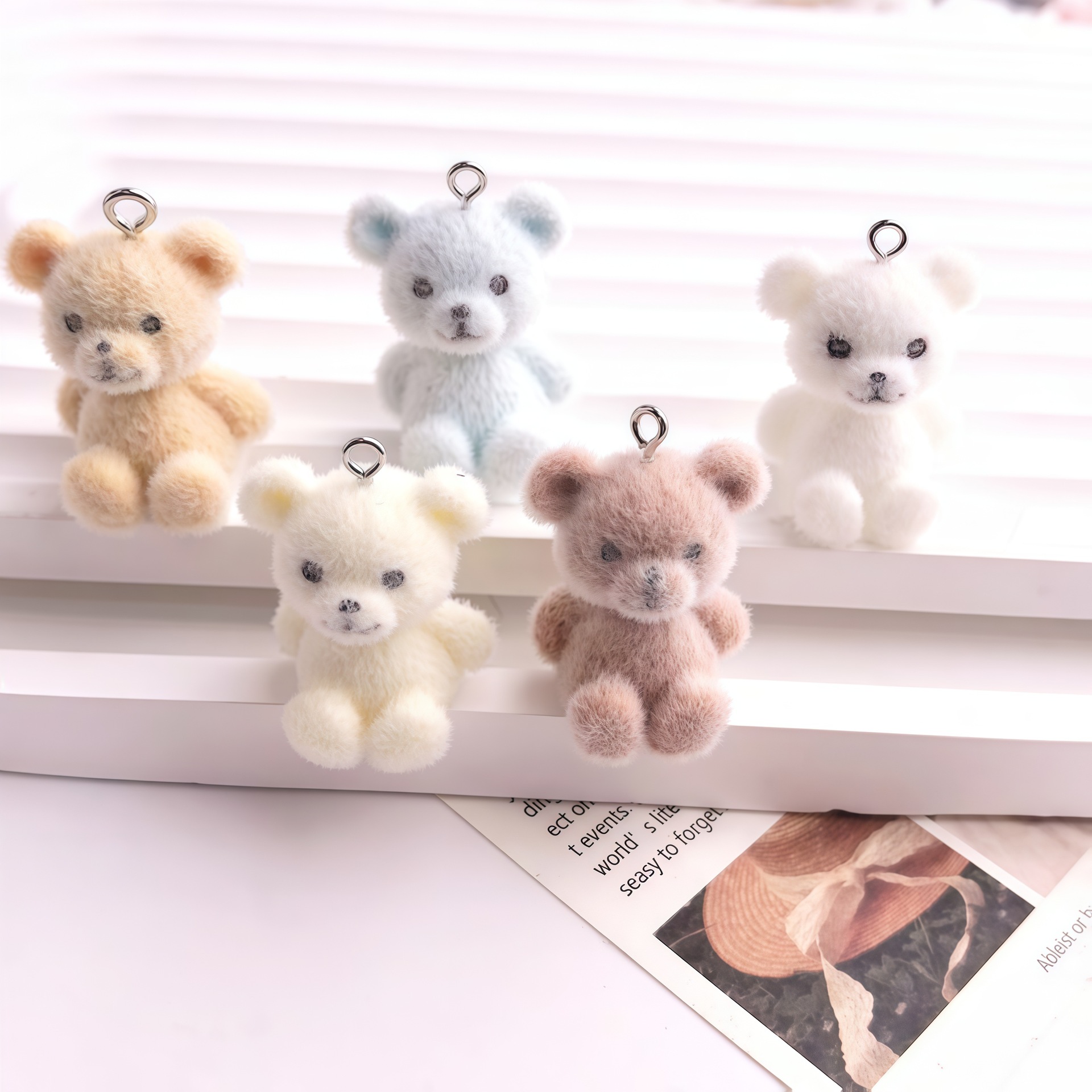 5pcs 3D Flocked Bear Resin Cha - огляд і ціна Resin Craft Projects