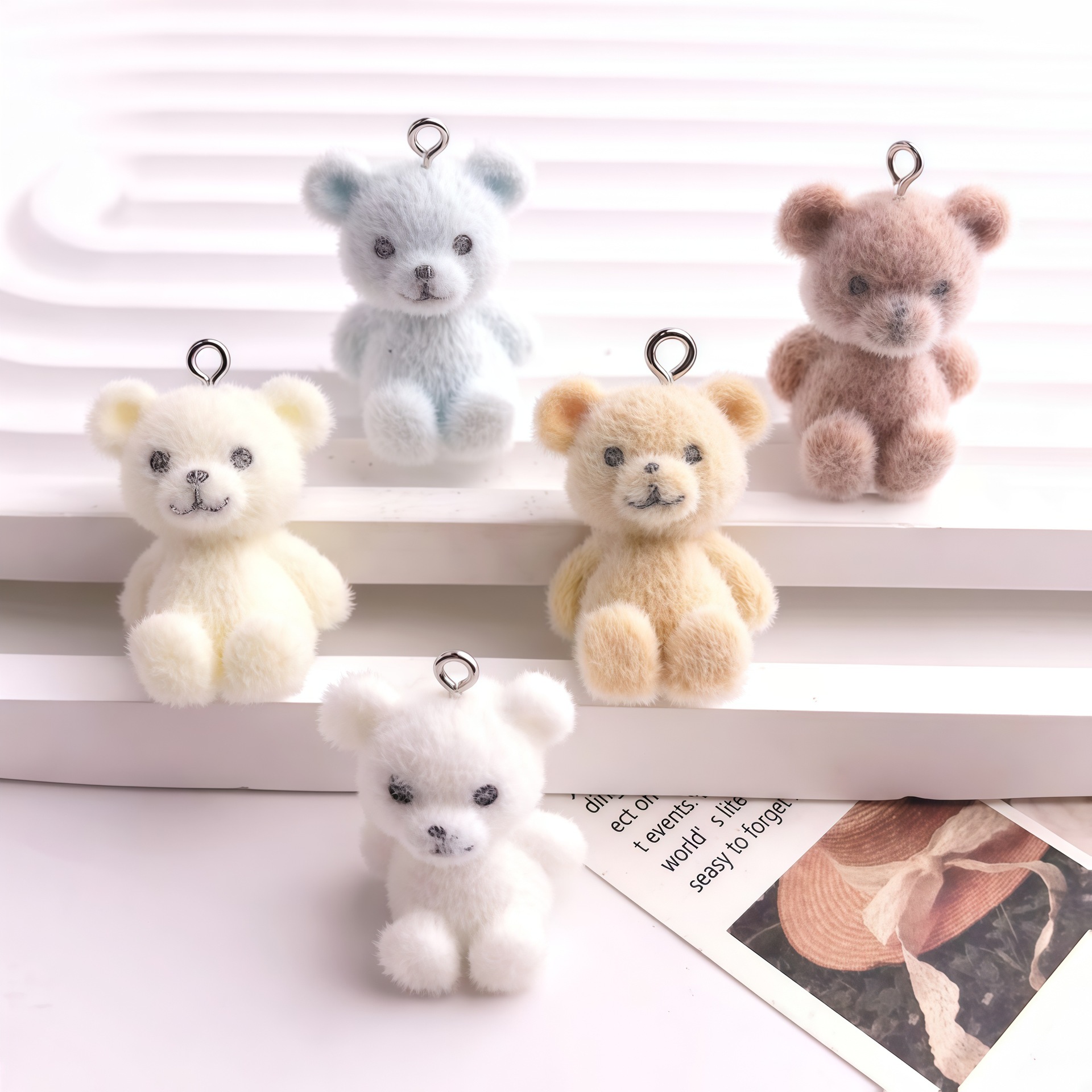 5pcs 3D Flocked Bear Resin Cha - огляд і ціна Resin Craft Projects