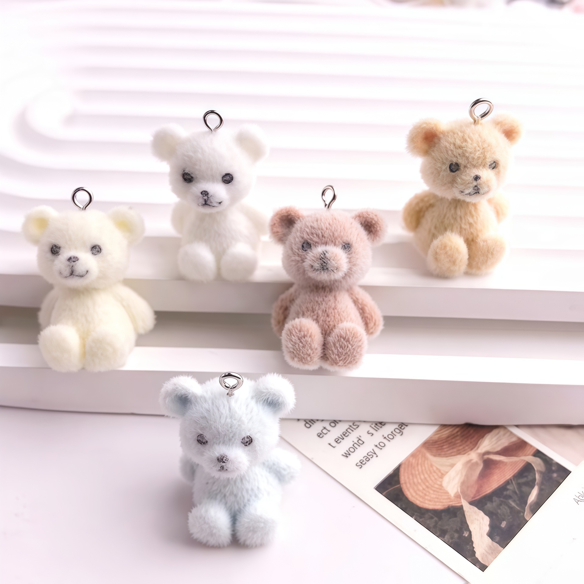 5pcs 3D Flocked Bear Resin Cha - огляд і ціна Resin Craft Projects