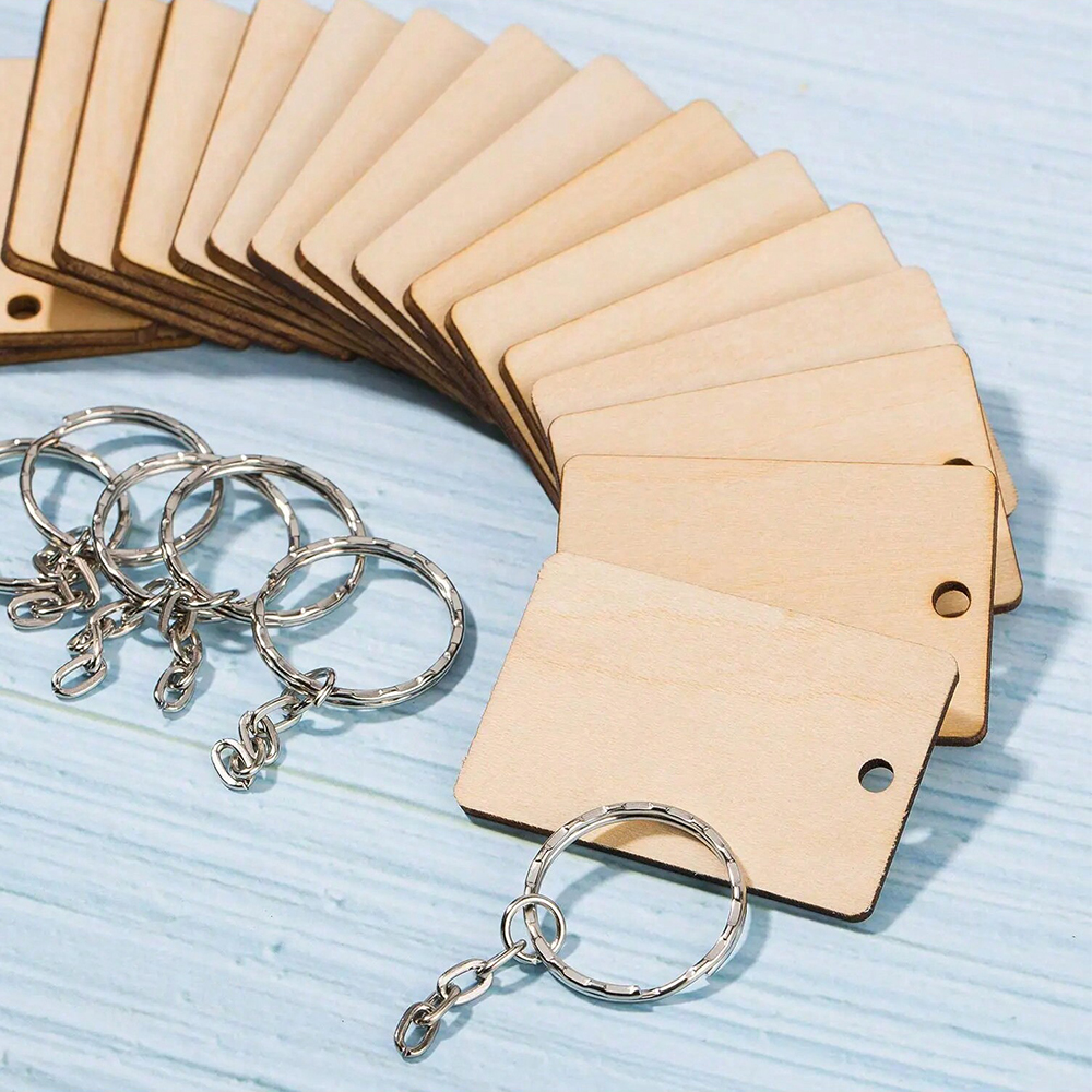 60pcs Blank Wooden Key Chains  - огляд і ціна Wood Ring Blank