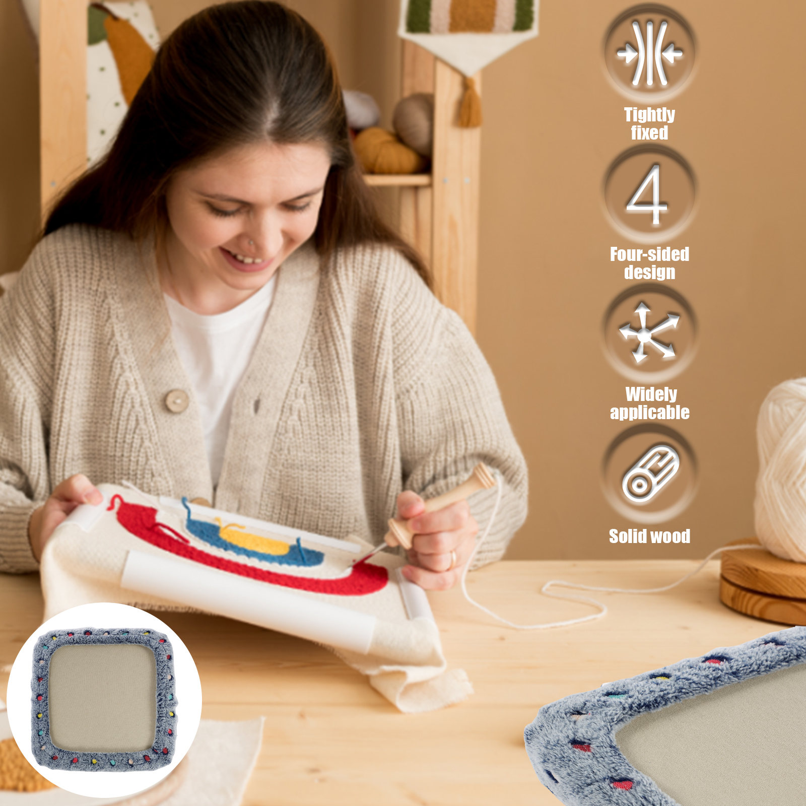 Punch Needle Frame Square Embr - огляд і ціна Wood Ring Blank