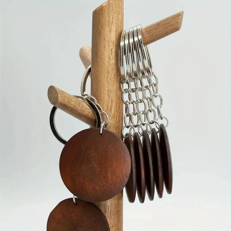 10Pcs Wooden Keychains Vintage - огляд і ціна Wood Ring Blank