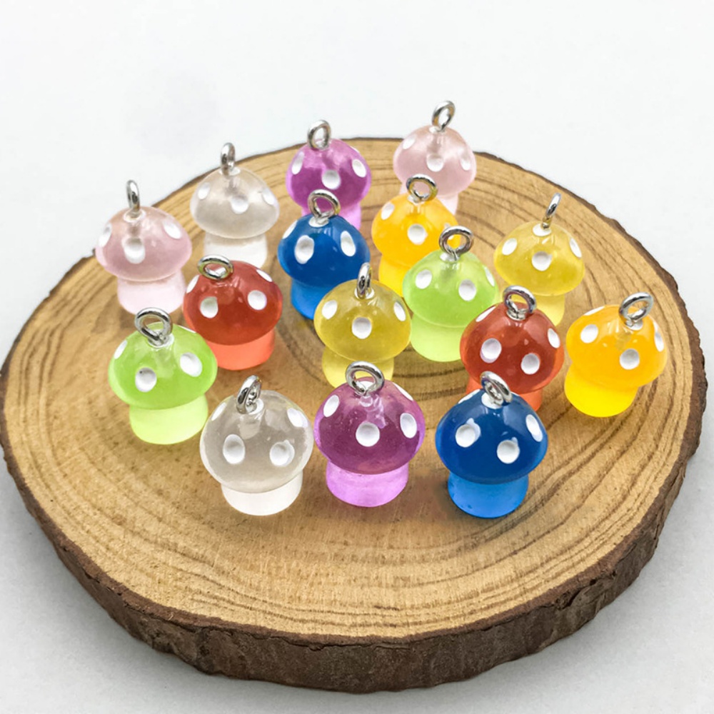 16pcs Luminous Mushroom Charms - огляд і ціна Resin Craft Projects